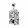 Solid 925 Sterling Silver Jesus Head Italy Pendant CZ Crown Small 1"