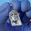 Solid 925 Sterling Silver Jesus Head Italy Pendant CZ Crown Small 1"