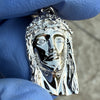 Solid 925 Sterling Silver Jesus Head Italy Pendant CZ Crown Small 1"