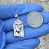 Solid 925 Sterling Silver Jesus Head Italy Pendant CZ Crown Small 1"