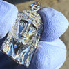 Solid 925 Sterling Silver Jesus Head Italy Pendant CZ Crown Small 1"