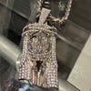 Thorn Jesus Face Iced Pendant Silver Tone Cuban Link Necklace  Chain 30"